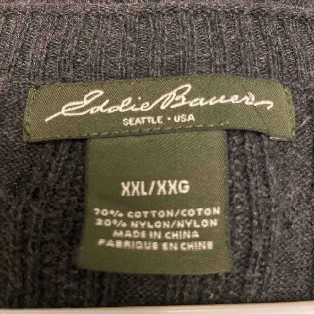 Eddie Bauer Women’s Dark Gray Button Up Cable Knit Long Sleeves Sweater - Picture 6 of 7